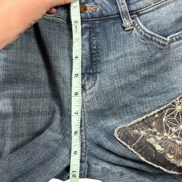 Pilcro Anthropologie Hyphen Patchwork Embroidered Straight Jeans 29 Medium Wash - Picture 8 of 10